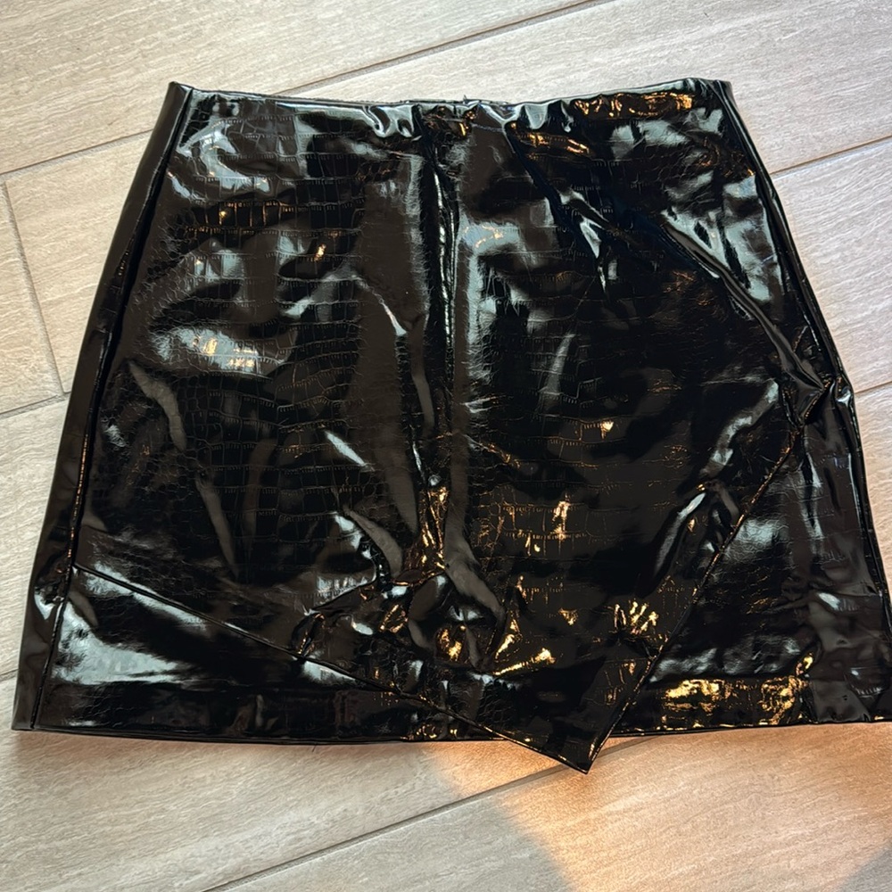 BLANKNYC asymmetrical faux patent leather skirt